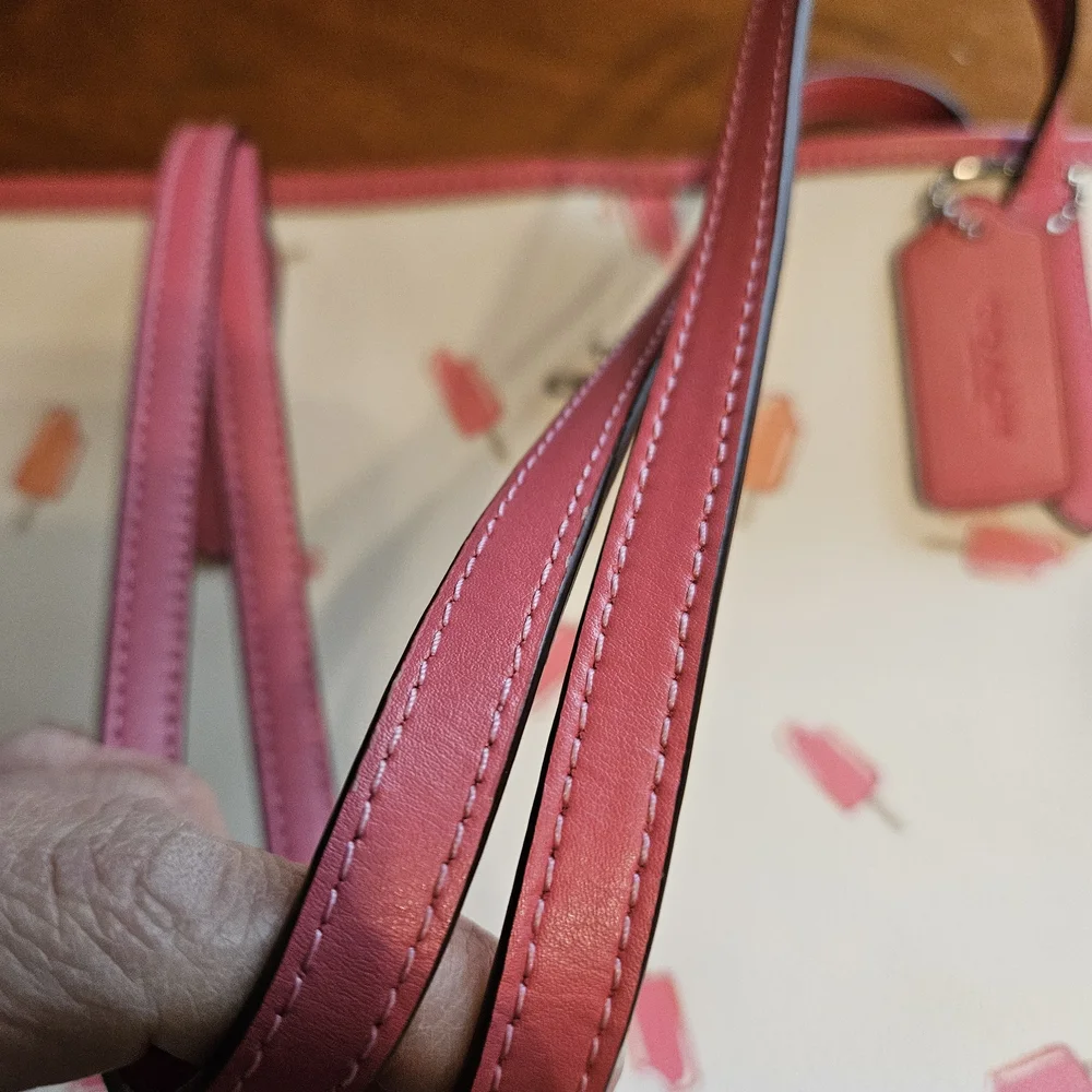 Coach City Tote White and Pink Popsicle Tote Bag - Picture 6 of 13